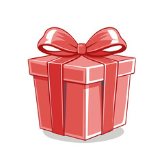 Obraz premium Red gift box with a big ribbon and bow on a white background in a cheerful design