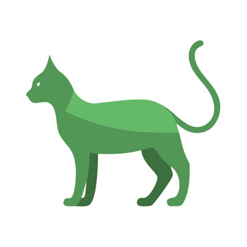 recommend clip art: Stylized green cat silhouette on a white background in a minimalist design