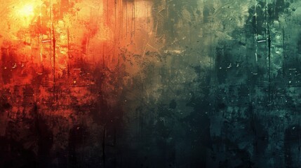 Abstract grunge background with warm and cool tones, showcasing textured layers and colors