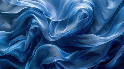Obraz premium Abstract blue background depicting soft, flowing fabric draped gracefully in a smooth texture