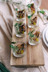 Gourmet Appetizers on Rustic Table Setting