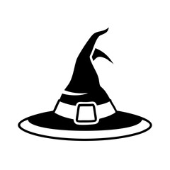 Halloween Witch Hat Icon - Silhouette Clipart for Transparent Background 