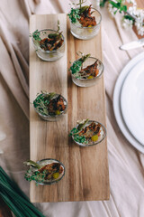 Gourmet Appetizers on Rustic Table Setting