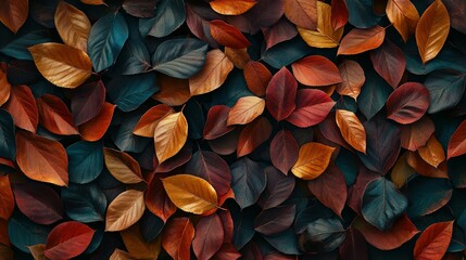 A Close-Up View of Various Autumn Leaves