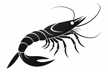 shrimp silhouette vector illustration on white background 