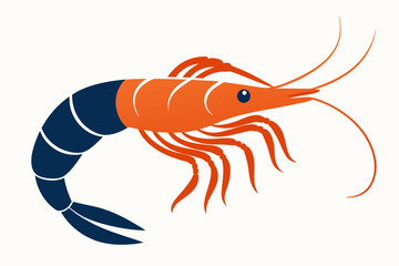 shrimp silhouette vector illustration on white background 