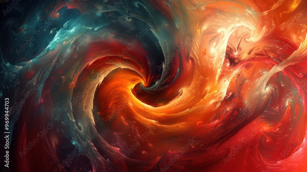 Poster a mesmerizing swirl of vibrant colors creating a dynamic abstract pattern in a cosmic style