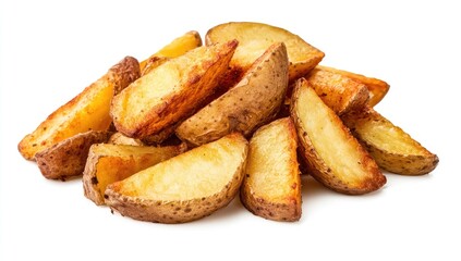 Pile of crispy potato wedges.