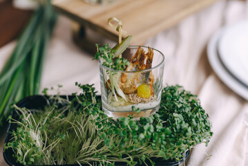 Gourmet Appetizers on Rustic Table Setting