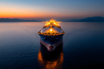 Fototapeta premium Liquefied Natural Gas Carrier Vessel, LNG Shipping and Maritime Transportation