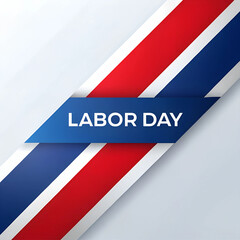 Labor Day banner with red, white, and blue stripes on a white background