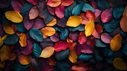 Vibrant Autumn Leaves in a Colorful Arrangement