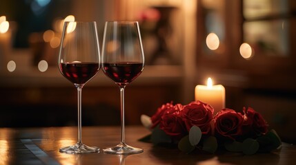 An intimate evening with wine and candlelight enhances the moment of celebration and indulgence