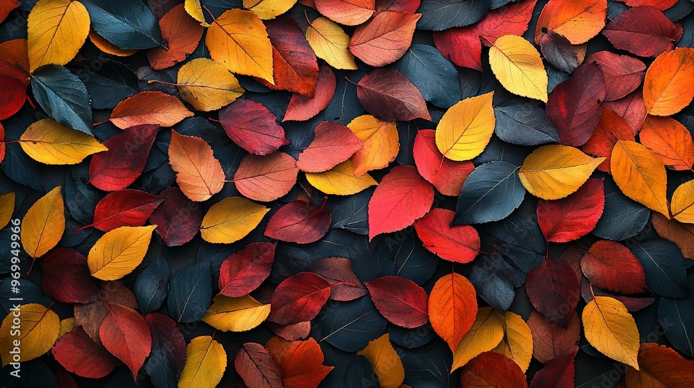 Canvas Prints Vibrant Autumn Leaves in a Dark Background