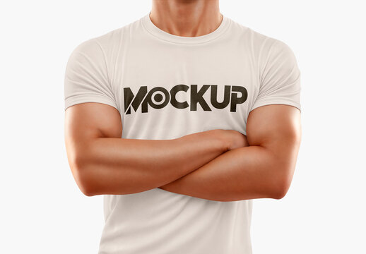 T-Shirt Mockup Man with Crossed Hand 