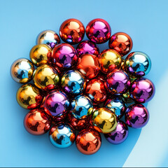 Metal multicolored balls