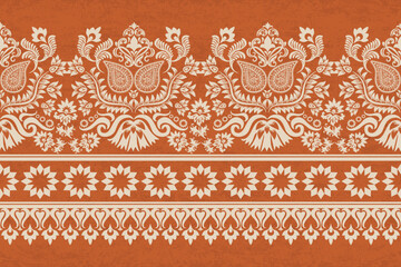  Ikat floral paisley embroidery seamless pattern. Ikat ethnic flower oriental pattern traditional. Motifs African boho. Ethnic ikat floral Border Indian floral Aztec embroidery border