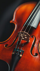Fototapeta premium A close up of violin showcasing its intricate details and craftsmanship