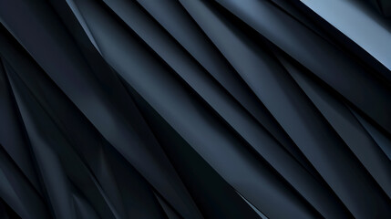 Obraz premium Black and blue abstract modern background with 3D effects, diagonal lines, stripes, and geometric shapes, featuring a metallic sheen and minimal design. Web banner, wide panoramic view.