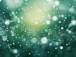 Fototapeta premium Delicate snowflakes drift gently through the air, creating a tranquil and enchanting winter landscape with a greenish hue in the background