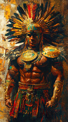 Obraz premium A vibrant depiction of an ancient warrior showcasing strength and tradition