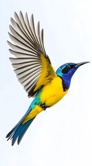 Fototapeta premium Regal Sunbird Flying on White Background, Photo Realistic, Wallpaper, Cover and Screen for Smartphone, PC, Laptop, 9:16 and 16:9 Format