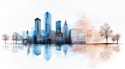 Fototapeta premium Architectural Fusion: Unique Collage of Vintage Buildings, Modern Skyscrapers, and Natural Landscapes