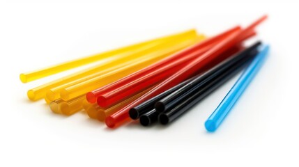 Fototapeta premium Colorful plastic drinking straws on white background.