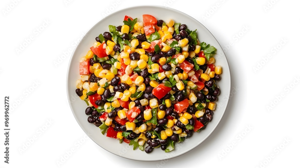 Wall mural Vibrant black bean and corn salad with fresh vegetables