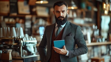 Obraz premium Confident Businessman in a Coffee Shop