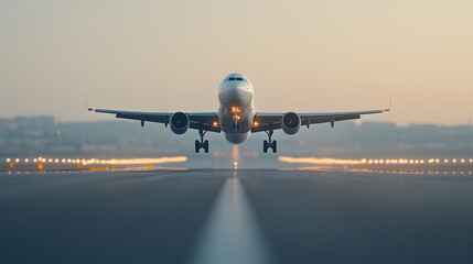 Naklejka premium Plane Taking Off, Aircraft Departure and Aviation Action Shot