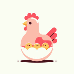 Mother hen with chicks