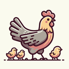 Mother hen with chicks