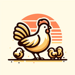 Mother hen with chicks