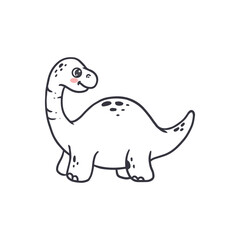 Cute cartoon dinosaur isolated on white. Dino character in doodle style for children . Funny kids coloring page. Vector illustration