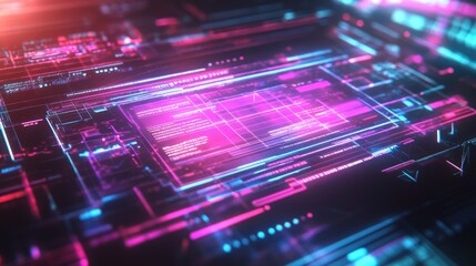 Obraz premium Abstract Digital Interface with Glowing Pink and Blue Lines