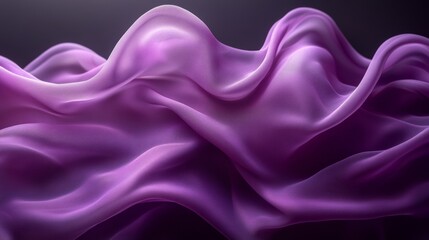 Fototapeta premium Abstract purple silk waves on dark background
