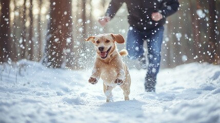 Dog Running in the Snow