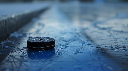 Blue line and hockey puck.