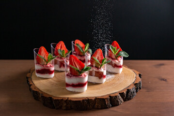 Fresh Strawberry Desserts on Rustic Wooden Platter