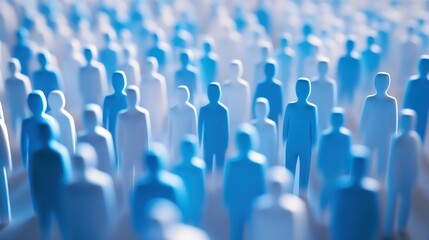 Obraz premium Abstract Crowd of Blue and White Silhouettes