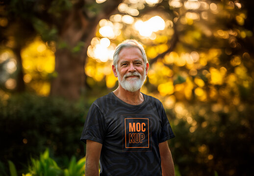 Old Man in a T-Shirt Mockup