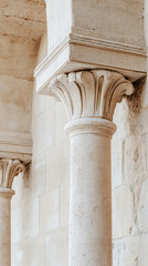 Fototapeta premium A close up of historic buildings architectural detail, showcasing elegant columns