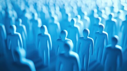 Obraz premium Blue Abstract Figures in a Crowd