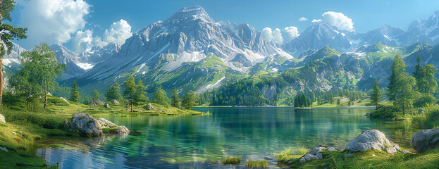 Fototapeta premium Alpine Mountain Landscape