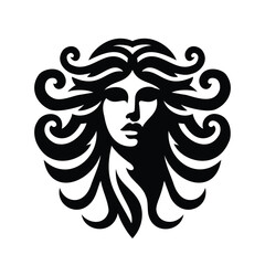 The Gorgon Medusa silhouette logo isolated on white background