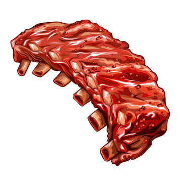 red glazed ribs isolated on white