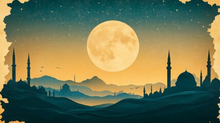 Obraz premium Islam banner design background. Social media posts. Muslim Holydays concept: Ramadan Kareem, New Year. The symbol of the Islamic religion and a empty space for text.