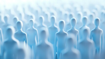 Obraz premium Abstract Blue Crowd of Faceless Figures