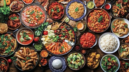 A vibrant culinary adventure unfolds with this captivating collage. A diverse array of dishes from distant lands tantalizes the taste buds. From savory street food to elegant entrees
